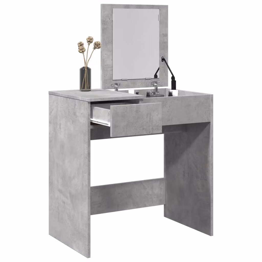 vidaXL Toeletta con Specchio Grigio L: 73 cm, P: 46,5 cm, H: 120 cm