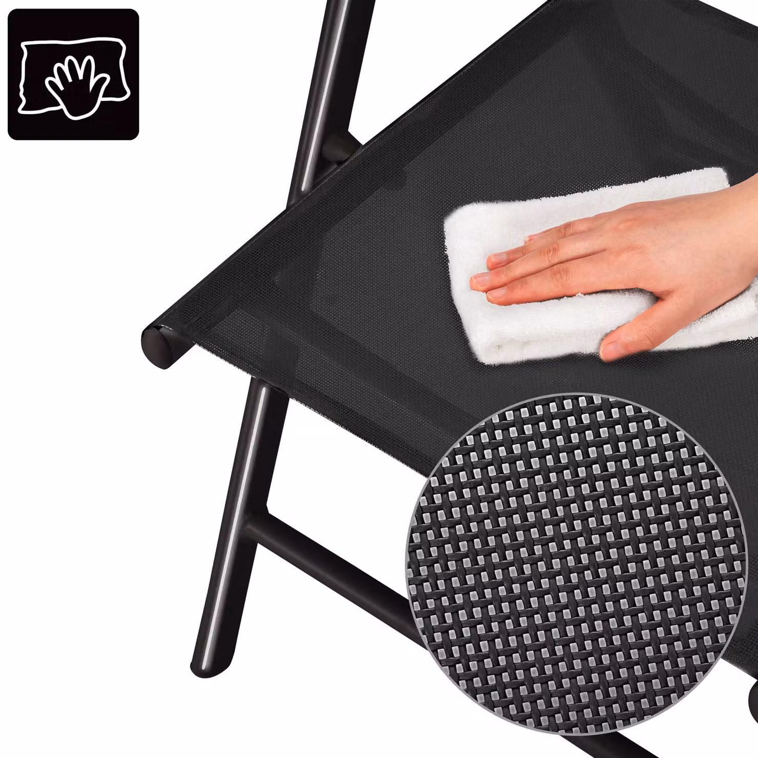 Set di 2 sedie da giardino Casaria Bern in alluminio antracite con seduta in textilene e braccioli – 3