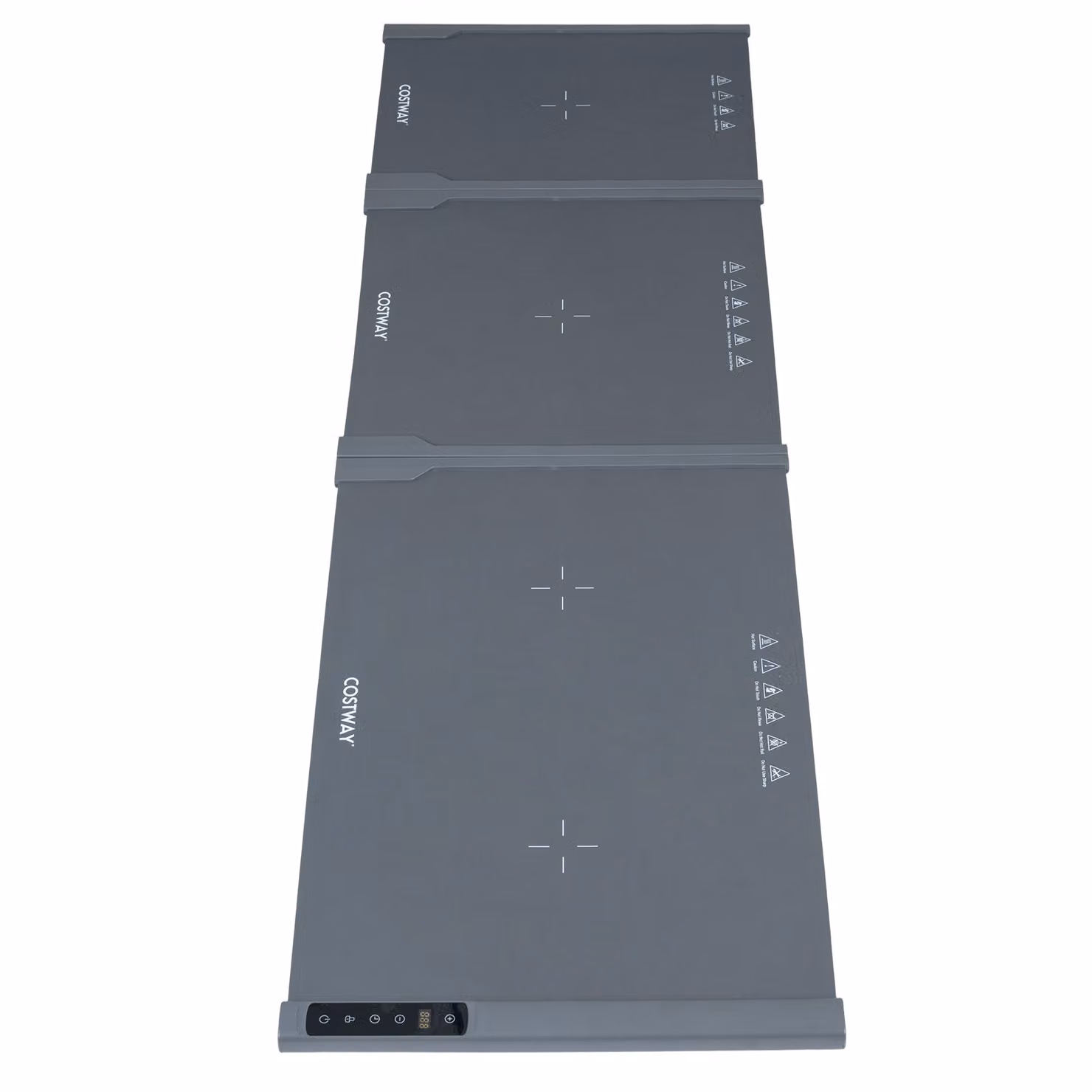 Costway Vassoio riscaldante elettrico in silicone a 3 zone per alimenti, Tappetino riscaldante avvolgibile con 7 livelli temp e timer