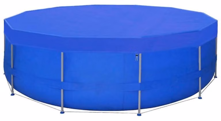 Copertura per piscina, adatta a piscine fino a 500 cm, struttura impermeabile, resistente materiale in PE, colore blu scuro, con fori di drenaggio