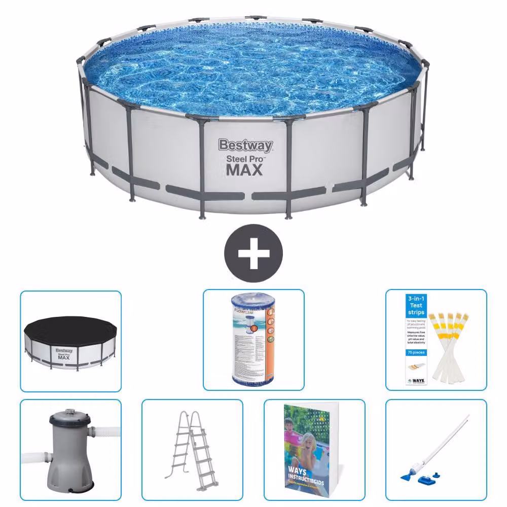 Piscina gonfiabile Bestway Steel Pro MAX, rotonda, 488x122 cm, composta da 6 parti, modello S549