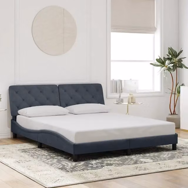 Giroletto vidaXL in velluto grigio scuro con doghe in legno, L/P: 160 x 200 cm