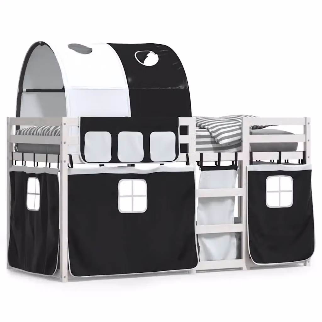 Letto a castello per bambini vidaXL in legno di pino bianco e nero L/P/H: 200 x 80 x 151 cm – 2
