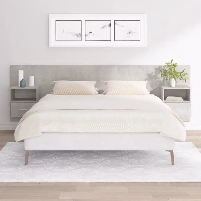 Testiera Letto con Comodini Integrati vidaXL in Legno Multistrato Grigio