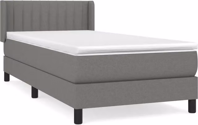 Letto singolo | Letto per adulti | Giroletto a Molle con Materasso Grigio Scuro 90x190 cm Tessuto