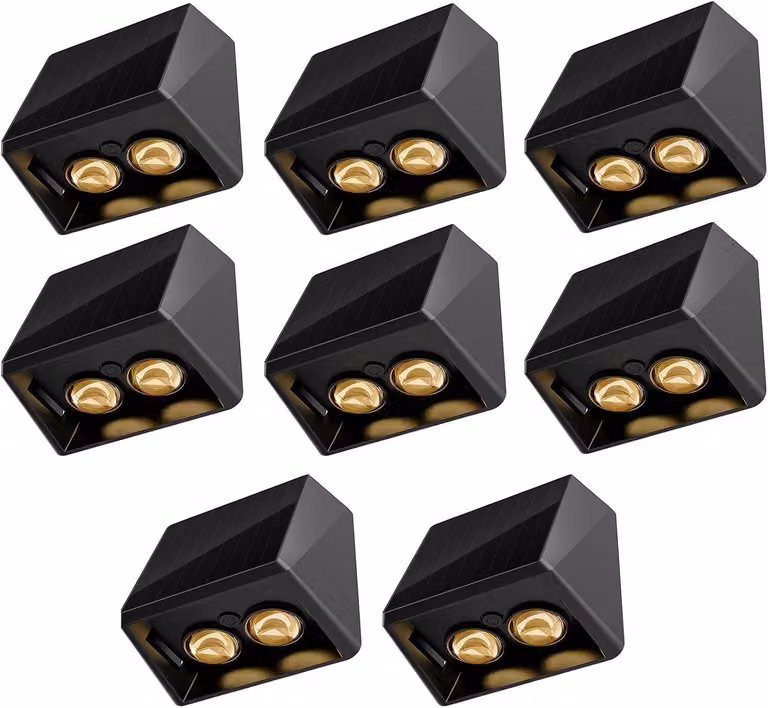 Set di 8 luci solari, luce bianco caldo/RGB, grado di protezione IP65, 40 lumen, 13 modalità