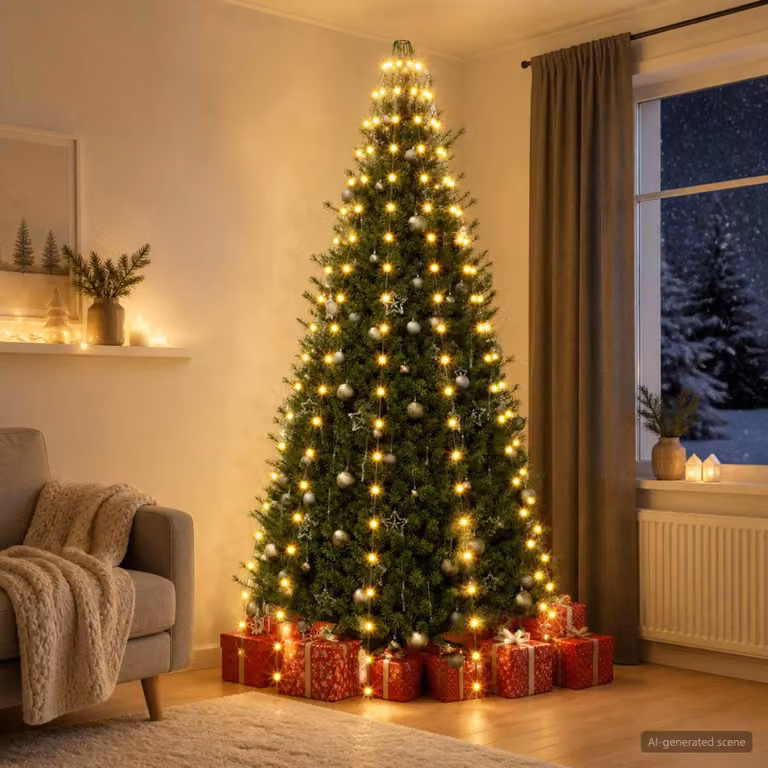 vidaXL Ghirlande luminose per alberi di Natale 210 LED Bianco caldo