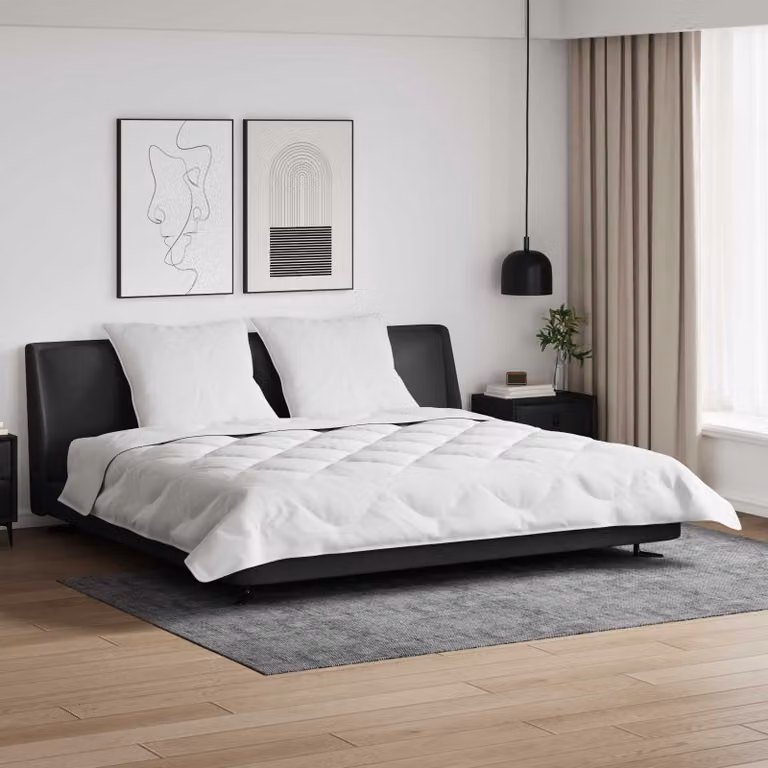 Set di Piumone e 3 Cuscini vidaXL Bianco in Microfibra e Piuma d'Oca Extra Warm