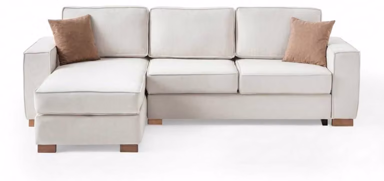 Divano angolare imbottito, elegante, confortevole, morbido e moderno