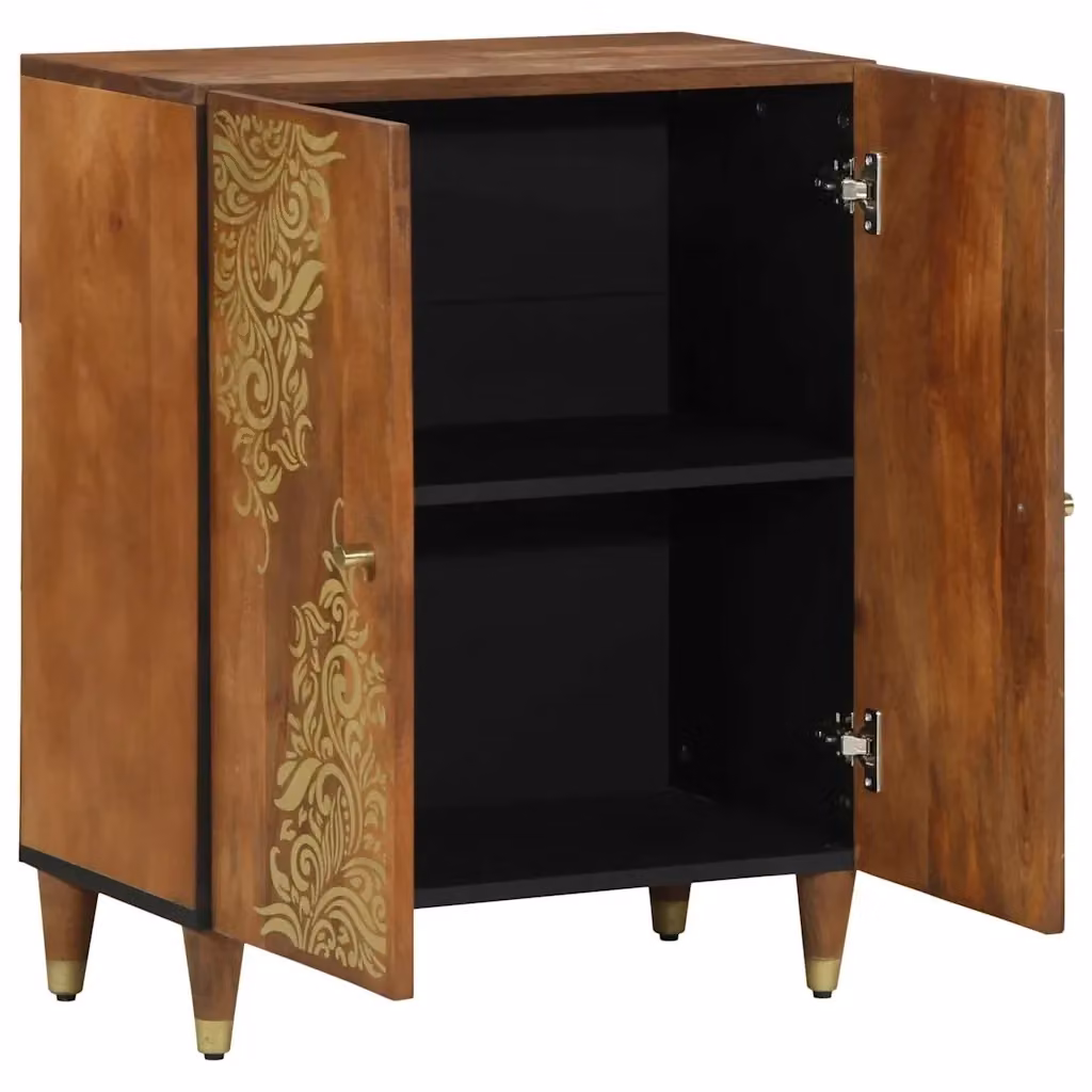 Credenza Buffet Moderna vidaXL in Legno di Mango Massello Marrone L: 60 cm, P: 33 cm, H: 75 cm – 2