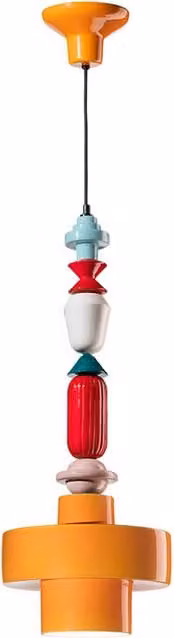 Lampada a sospensione Ferroluce Lariat C253 in ceramica gialla stile Art Déco con attacco E27
