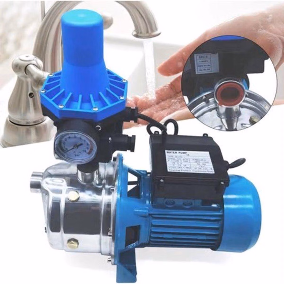 Pompa elettrica per acqua - Pompa centrifuga - 1100 W - Acciaio inossidabile - Adatta per uso in giardino e in casa