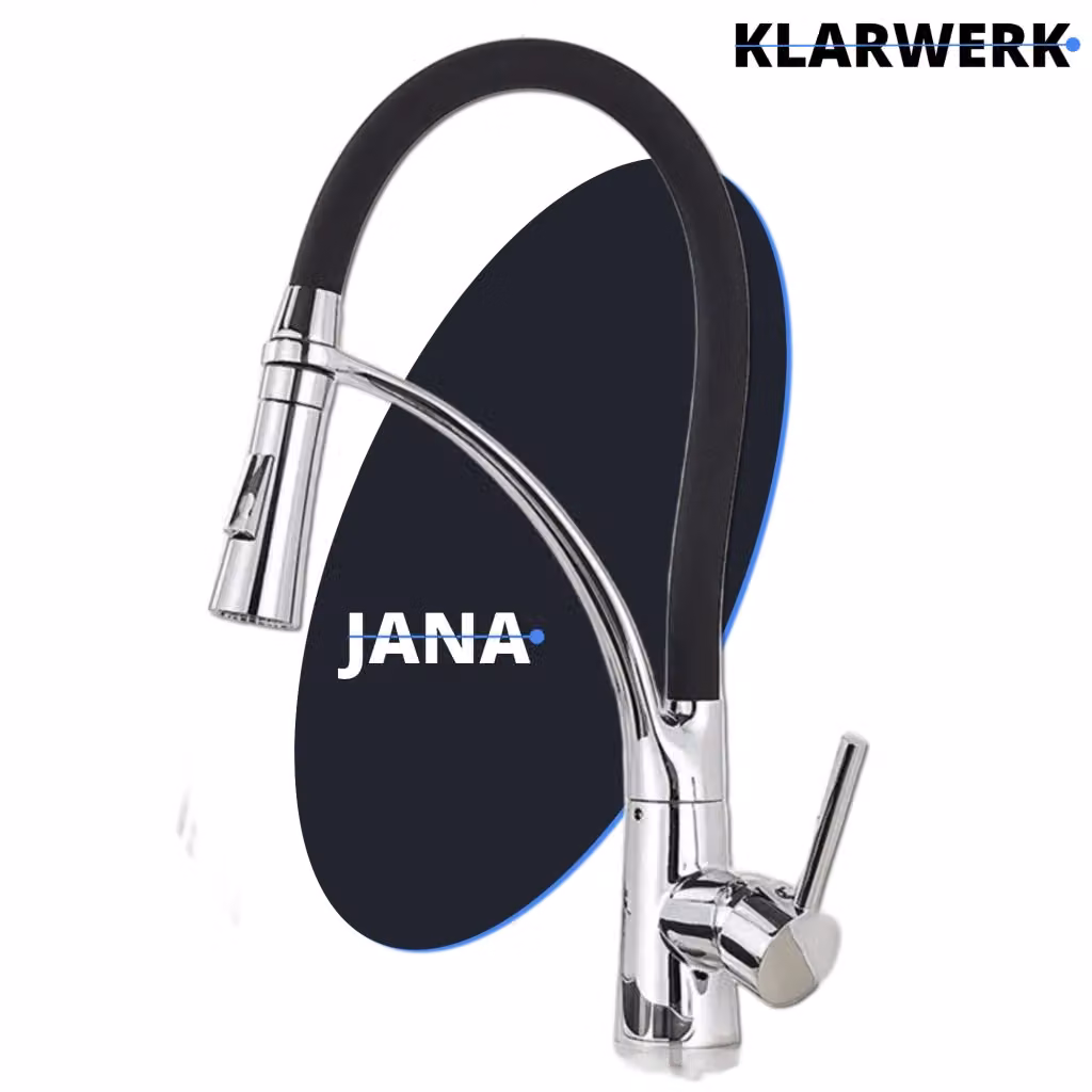 Rubinetto da cucina JANA in acciaio inossidabile cromato argento con miscelatore girevole a 360 e funzione spray per bassa pressione – 2