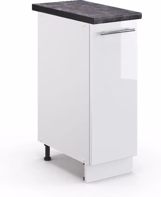 Armadio cucina dispensa alto Fame-Line Bianco lucido/Bianco 30 cm, PL Antracite Vicco
