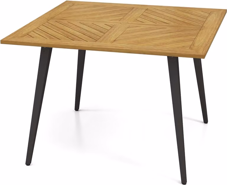 Tavolo da giardino KOMFOTTEU con foro per ombrellone da 5 cm, tavolo da pranzo in legno di acacia, tavolo in legno per 4 persone, tavolo da terrazza per giardino, cortile e veranda
