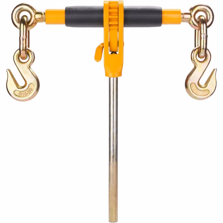 Set di 4 tenditori per catene di fissaggio SucceBuy, adatti a catene con diametro da 0,8 a 0,9 cm, con capacità di carico di 3220 kg, dotati di ganci di presa e accessori di fissaggio per catene di trasporto, rimorchi e camion con cassone