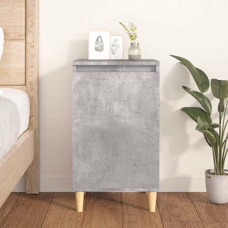 Comodino vidaXL in legno multistrato e MDF, colore grigio cemento opaco, L 40 cm x P 35 cm x H 70 cm