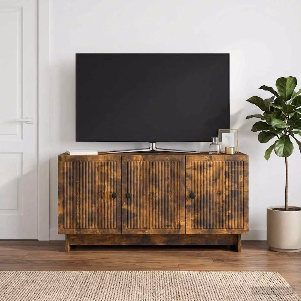 Mobile TV vidaXL Rovere Fumo in Legno Ingegnerizzato, L 99 x P 34,5 x H 50 cm