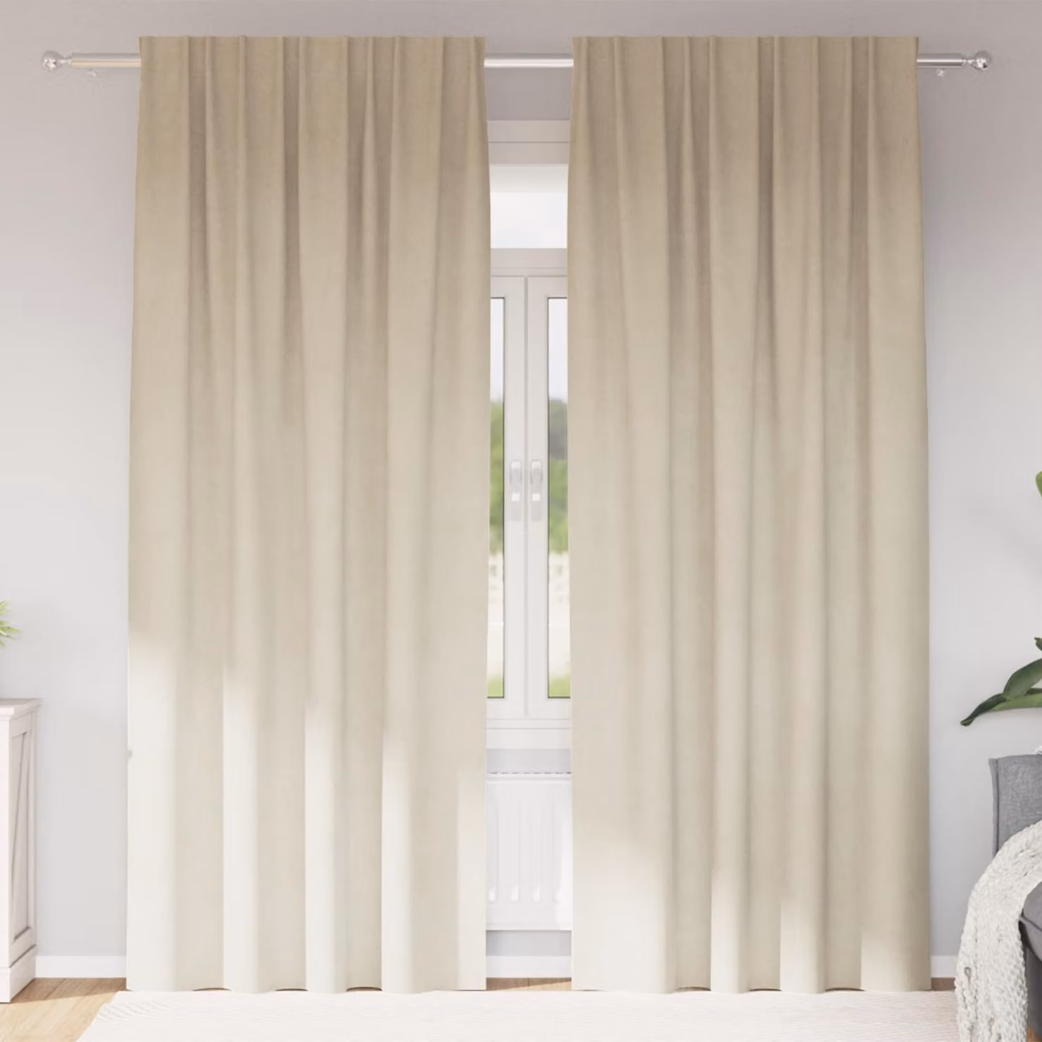 Set di 2 tende oscuranti vidaXL in velluto beige, L: 140 cm, H: 260 cm