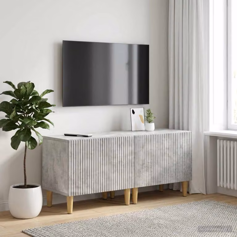 Mobile TV moderno vidaXL in legno ingegnerizzato e MDF, Grigio Cemento