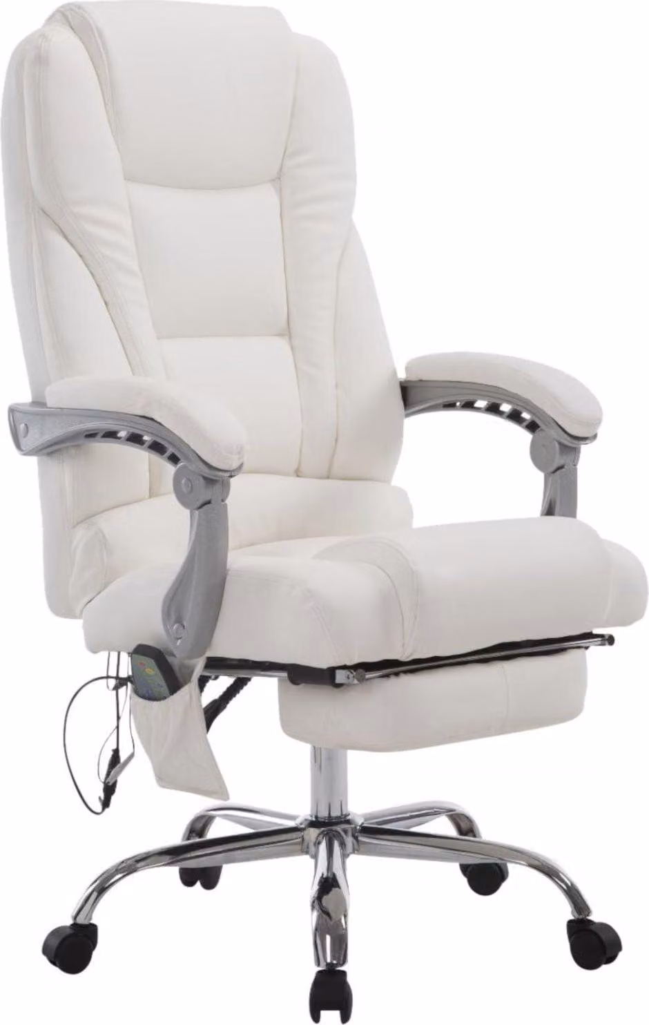 Sedia da ufficio con massaggio - Sedia ergonomica, relax, costruzione in pelle di alta qualità | Colore: Bianco