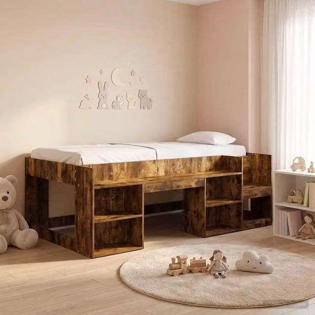 Struttura per Letto per Bambini con Ripostiglio Rovere Fumo 3422639