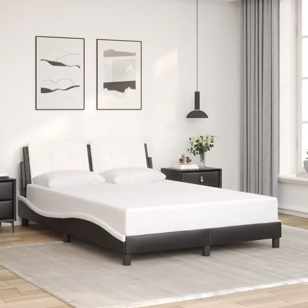 Letto matrimoniale Zadar in similpelle nero e bianco L/P/H: 120 x 200 cm – 2