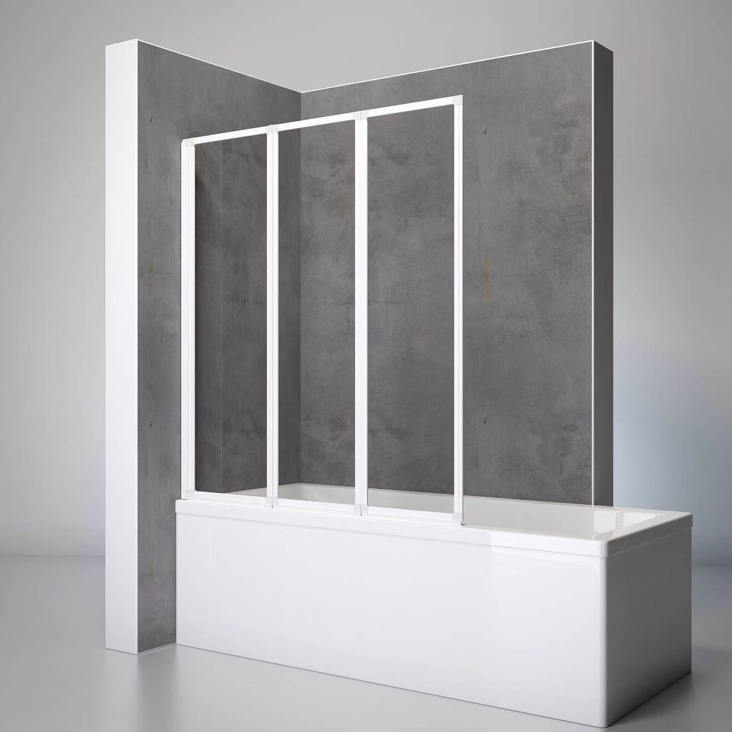 Parete pieghevole per vasca da bagno Schulte, 3 pannelli, 127 x 140 cm, vetro di sicurezza (ESG) da 3 mm, trasparente chiaro, bianco alpino