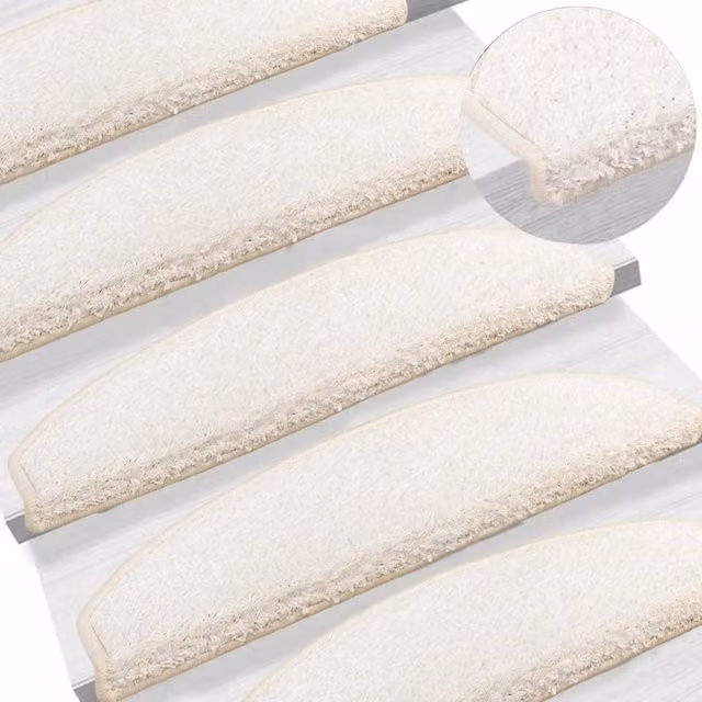Set di 15 Tappetini per Scale Autoadesivi Semicircolari DESIGN IN, Antiscivolo e Assorbente Suono, in Polipropilene, Colore Bianco