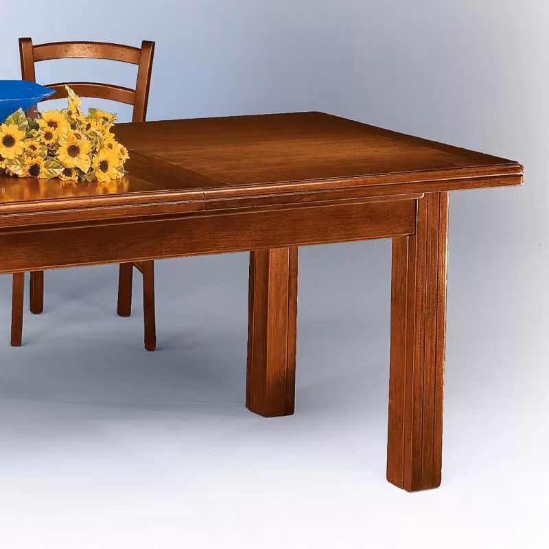 Tavolo allungabile in legno stile arte povera marrone Mobili 2G L: 180 cm, P: 85 cm, H: 78 cm – 2
