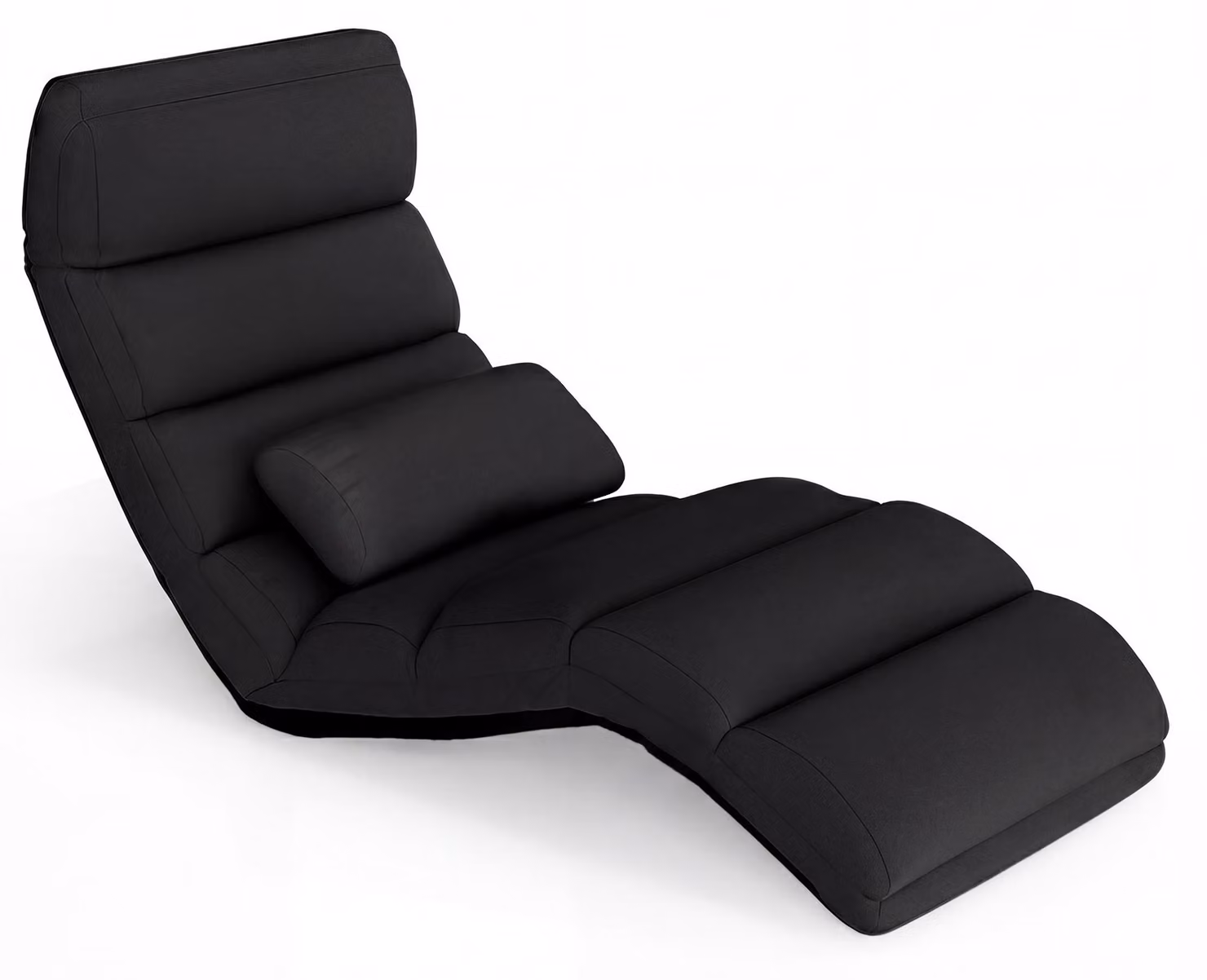 KOMFOTTEU, poltrona reclinabile pieghevole, lettino da terra con schienale regolabile in 5 posizioni e funzione relax, sedia pieghevole da terra con cuscino, poltrona imbottita, poltrona da terra ideale per gaming, riposo e lettura