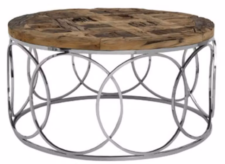 Tavolino di design Casa Padrino marrone / argento Ø 81 x H. 44,5 cm - Mobili da salotto di design