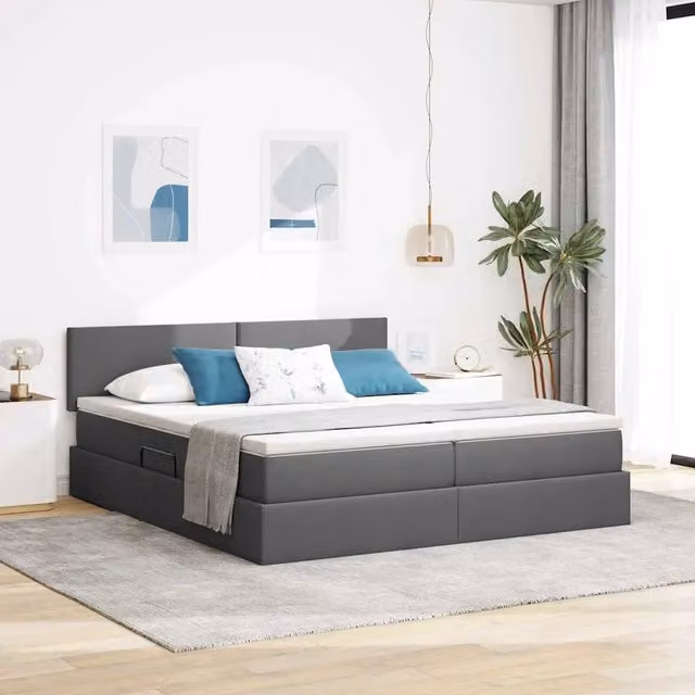 Letto con contenitore LED e materasso Grigio Scuro 180 x 200 cm 3371550