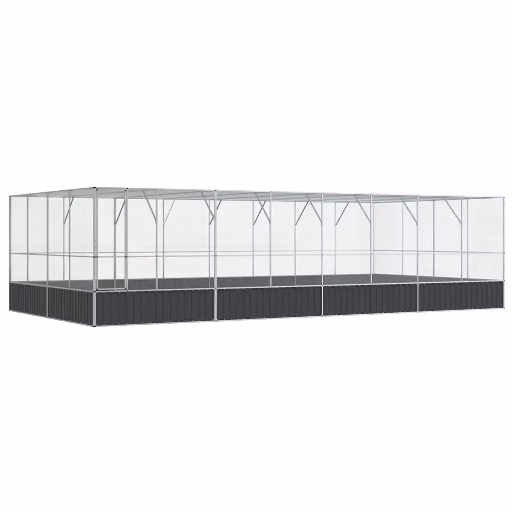 Voliera con estensione vidaXL in acciaio color argento e antracite L: 832 cm, P: 414 cm, H: 212 cm – 2