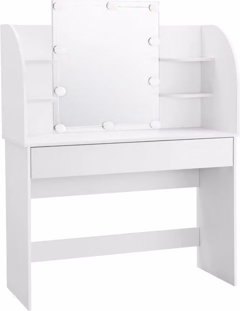 Tavolo da Trucco Köla en.casa con Specchio e Illuminazione LED Bianco L: 139,5 cm, H: 108 cm, P: 40 cm – 1