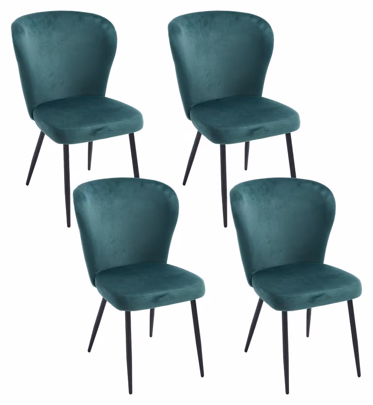 Set di 4 sedie da pranzo - Moderne sedie per cucina con rivestimento in tessuto e gambe in metallo - Stile classico