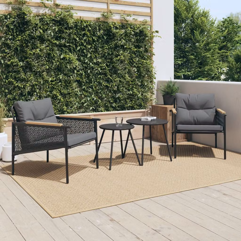Set di 2 sedie da giardino vidaXL con cuscini in acciaio verniciato antracite e seduta in textilene con braccioli