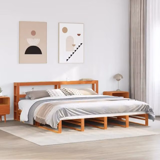 Giroletto con Testiera Marrone Cera 180x200 cm Massello Pino 3306506
