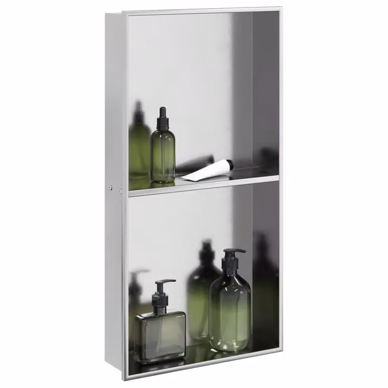 Nicchia per doccia incassata vidaXL in acciaio inox argento spazzolato L: 62 cm, P: 32 cm, H: 9 cm