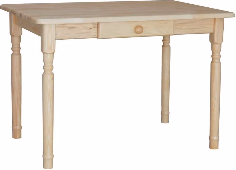 Tavolo II con cassetto in legno di pino massiccio, laccato 120 x 70 cm