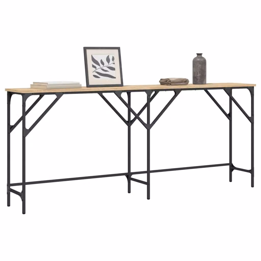 vidaXL Tavolo Consolle in Legno Rovere e Metallo, Stile Industrial, L/P/H: 180 x 29 x 75 cm