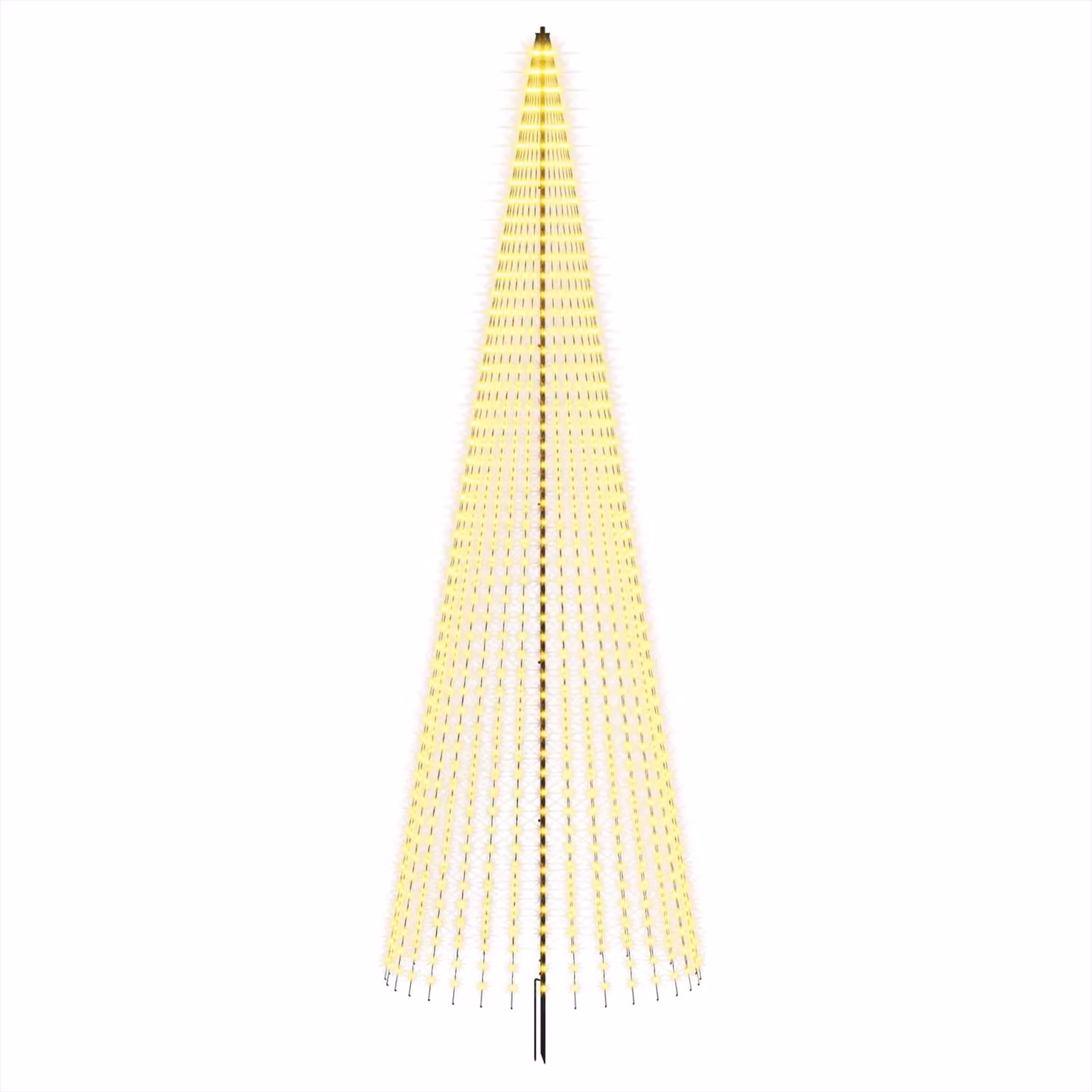 Albero di Natale a LED, altezza 485 cm, 1632 LED, luce bianca calda, struttura in ferro, colore nero