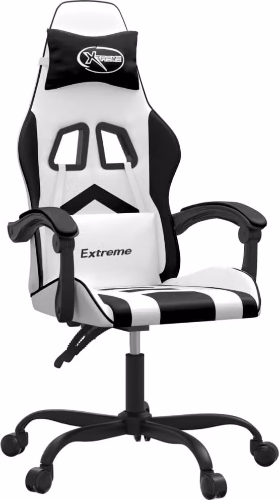 Sedia da Gaming Bianco e Nero in Pelle finta
