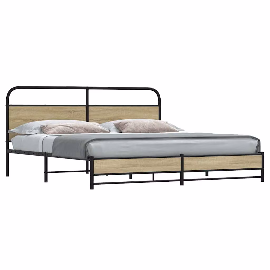 Giroletto in metallo vidaXL senza materasso colore rovere sonoma 200x200 cm