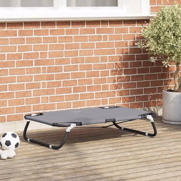 Letto per cani vidaXL in metallo grigio con bordo rialzato e base antiscivolo L 70 cm x P 46 cm x H 18 cm