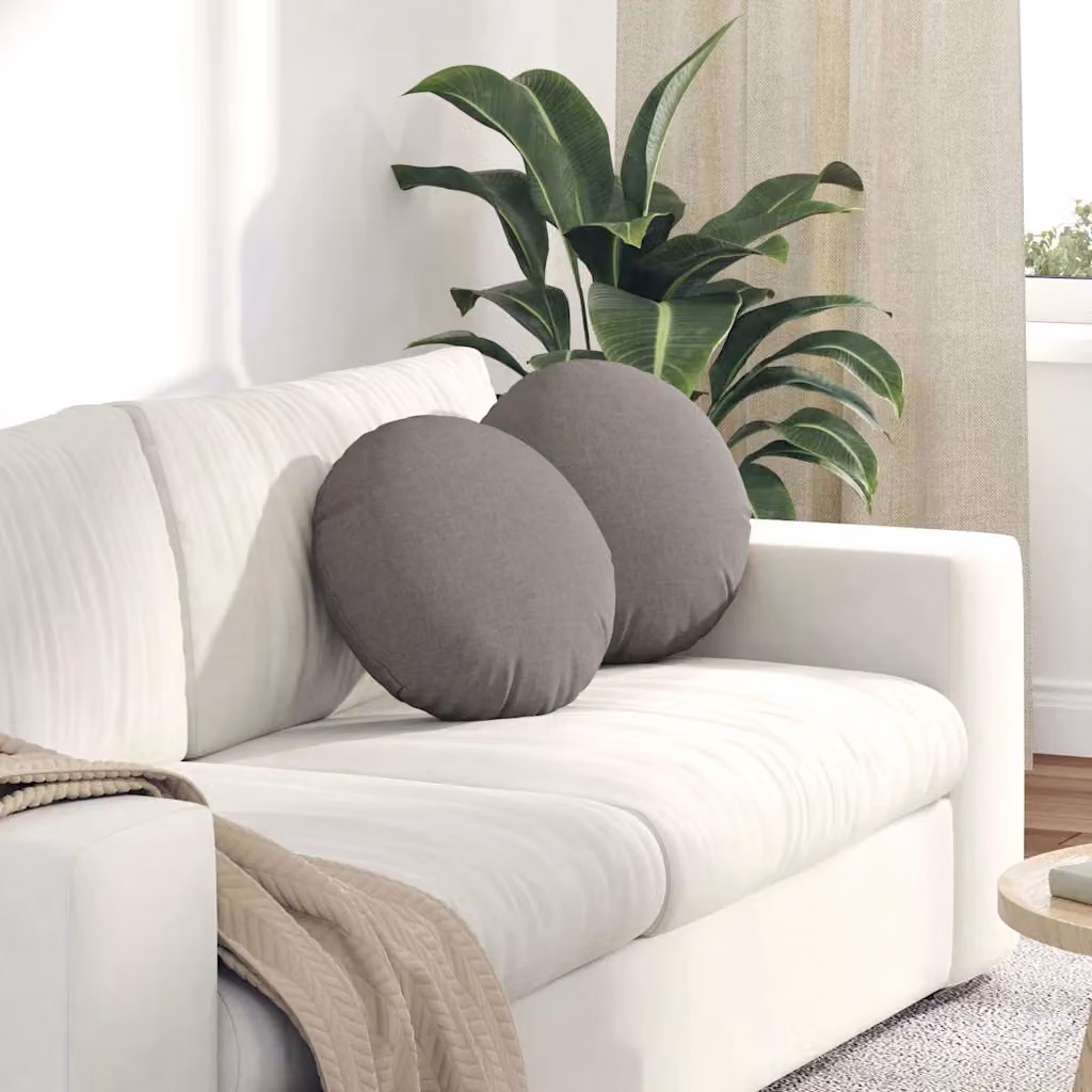 Set di 2 cuscini per seduta rotondi vidaXL in tessuto grigio tortora Ø40 x 13 cm