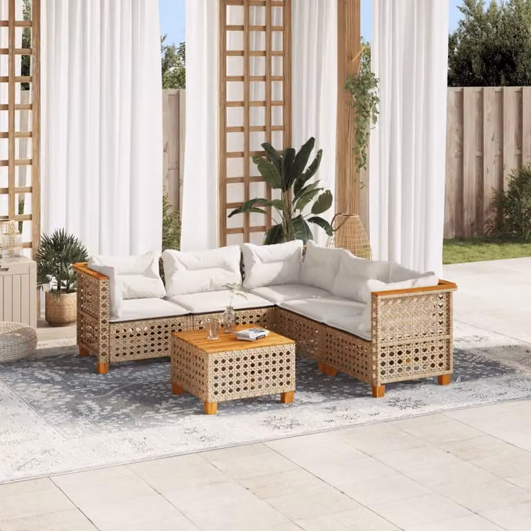Maison Exclusive - Set da giardino 6 pezzi con cuscini in polyrattan beige