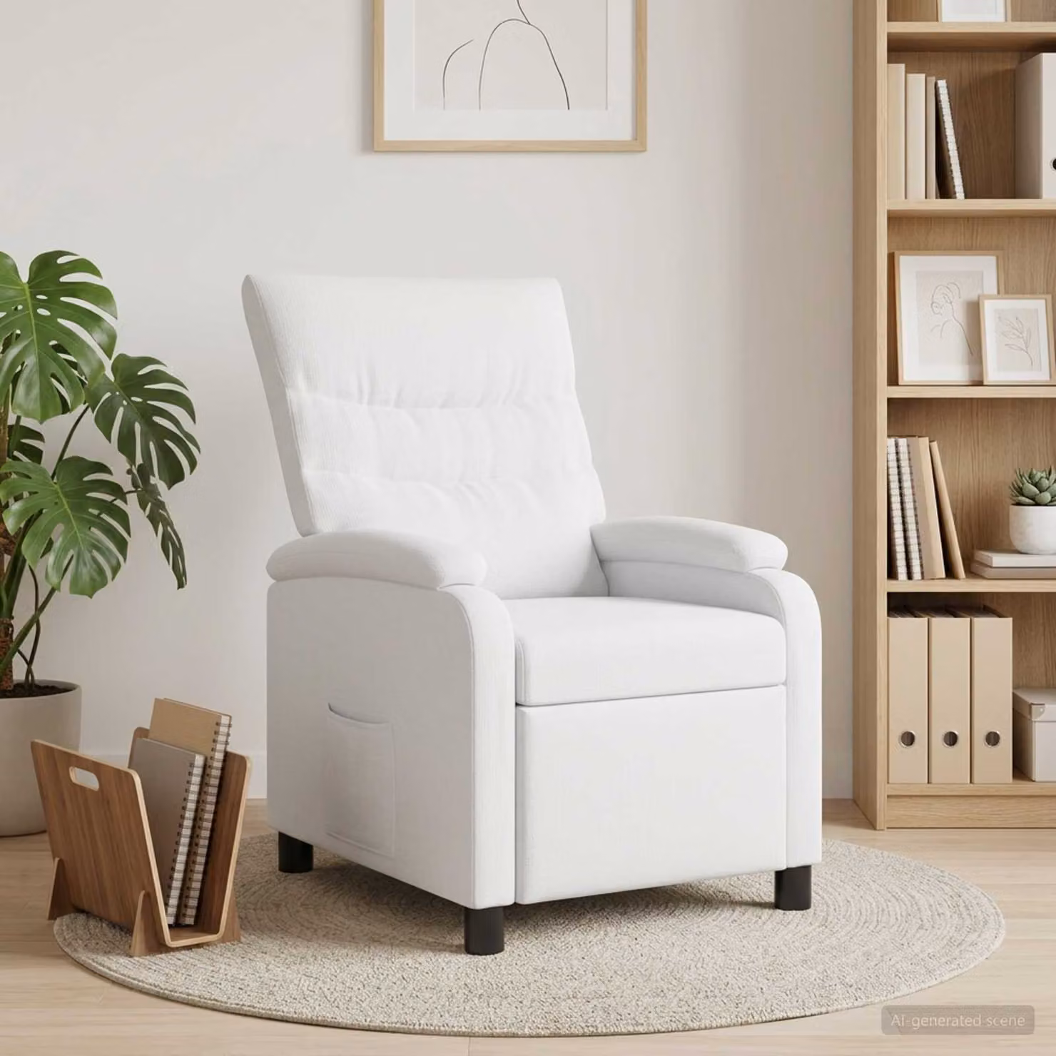 Poltrona reclinabile relax moderna vidaXL in tessuto bianco con braccioli