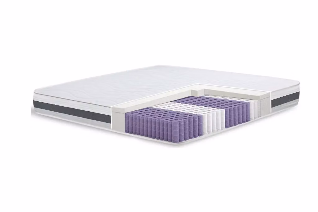Materasso Ibrido The White Stone con Molle Insacchettate e Memory, Singolo, Bianco, H 20 cm, L 90 cm, P 190 cm – 2