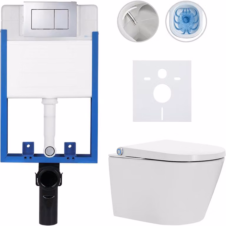 Set completo per WC Profi/Cronus Standard - bianco lucido - pulsante per WC Classic/Cromo - da incasso - 59,3x38,4 cm